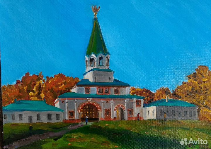 Картина пейзаж маслом Коломенское, золотая осень