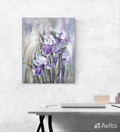 Картина маслом Ирисы цветы