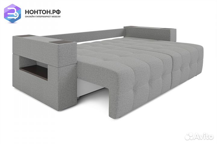 Диван еврокнижка Венеция рогожка серая