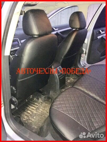 Чехлы Skoda Octavia A5 из экокожи чёрные Ромб