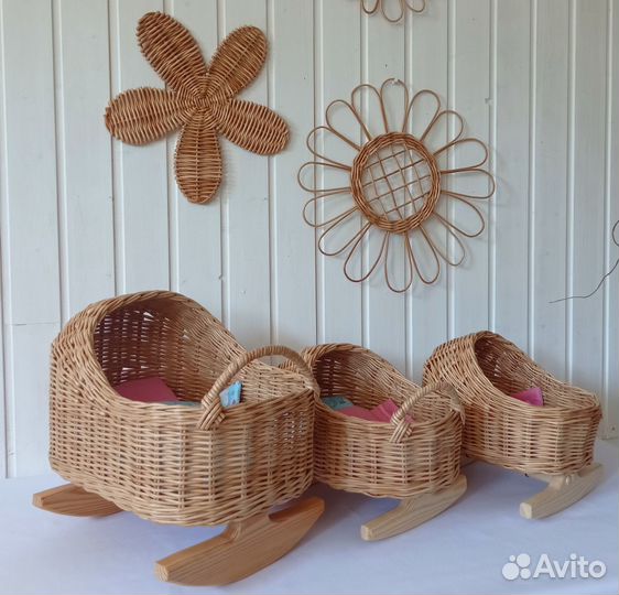 Люлька для куклы. Плетеная люлька-качалка