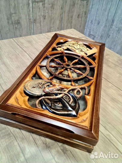 Нарды ручной работы со стеклом