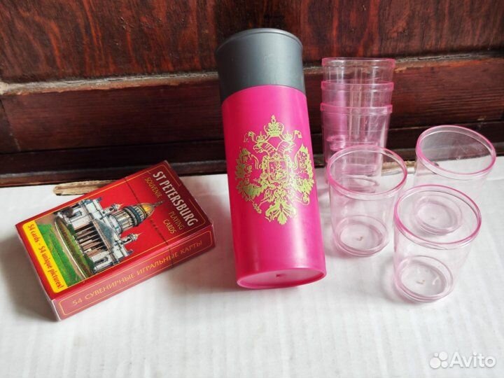 Карты и рюмки 30 мл пластиковые в футляре