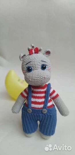 Игрушка вязаный бегемот вязаный медведь