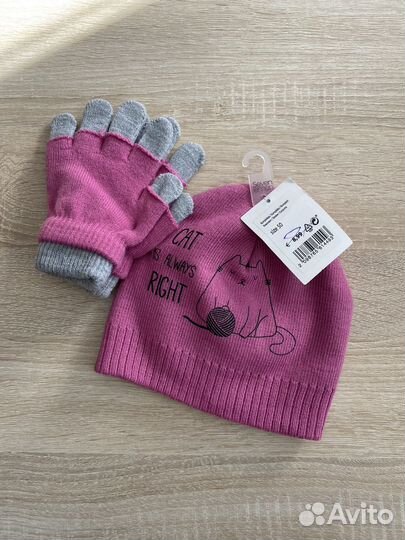 Перчатки и шапка для девочки на 3 года