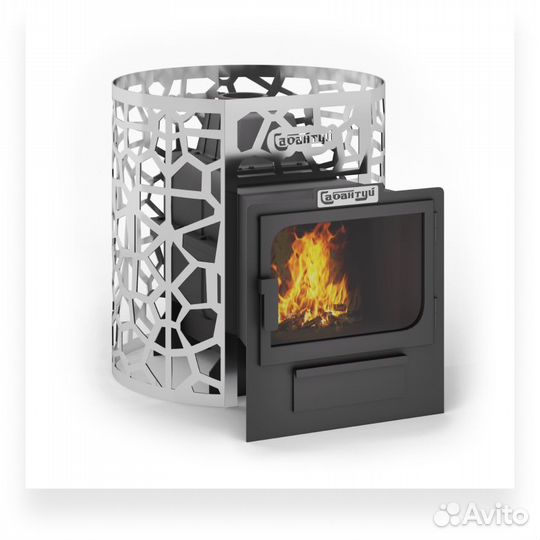 Печь банная Саванна Чугун 24 Панорама Сабантуй