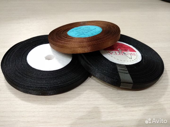 Лента атласная, ширина 0,6 см и 0,3 см