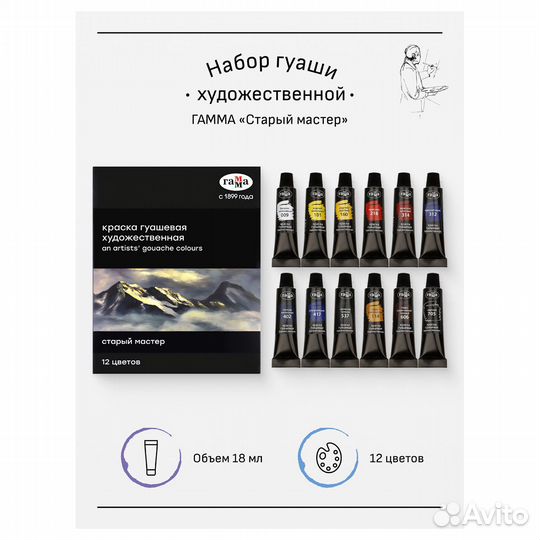 Гуашь художественная Гамма 