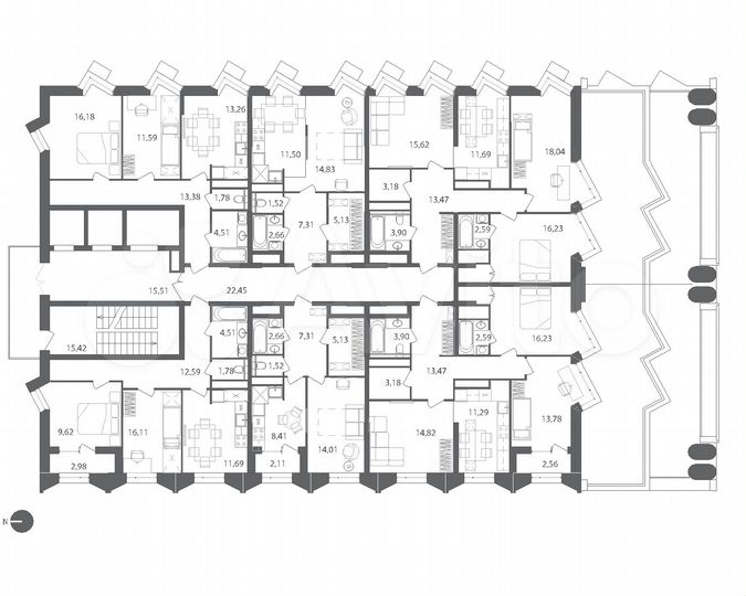 2-к. квартира, 60,7 м², 13/21 эт.
