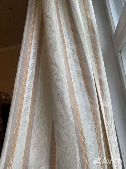 Шторы бежевые полосатые 2,5 на 1,5