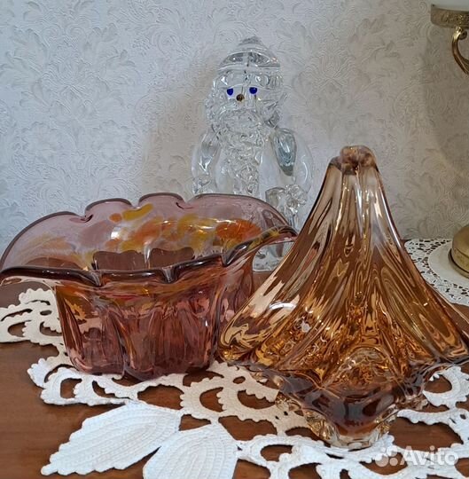 Ваза конфетница цветное стекло