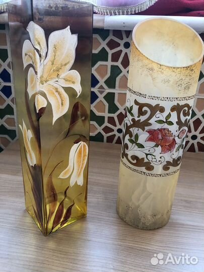 Ваза цветное стекло 2 шт