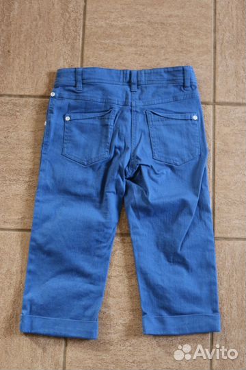 Удлиненные шорты бриджи синие джинсовые