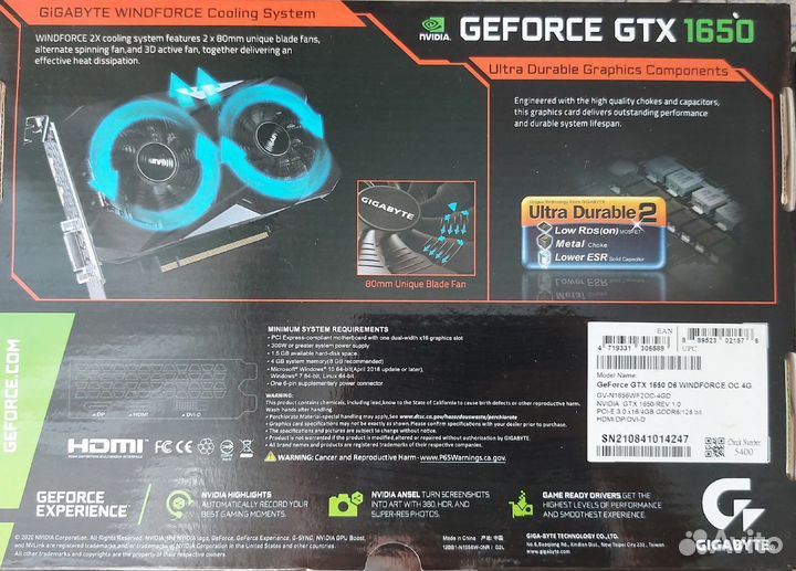Видеокарта nvidia GeForce GTX 1650 D6 WF OC 4G