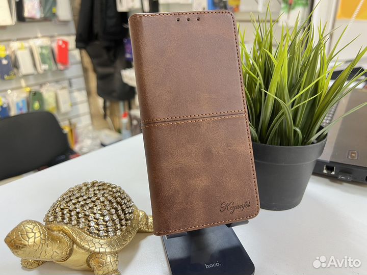 Чехол книжка Realme C33 премиум коричневый