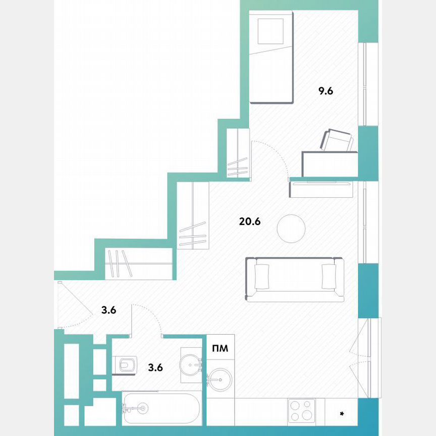 1-к. квартира, 37,4 м², 22/30 эт.