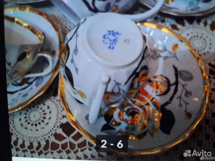 Чайно кофейный сервиз Золотая роза