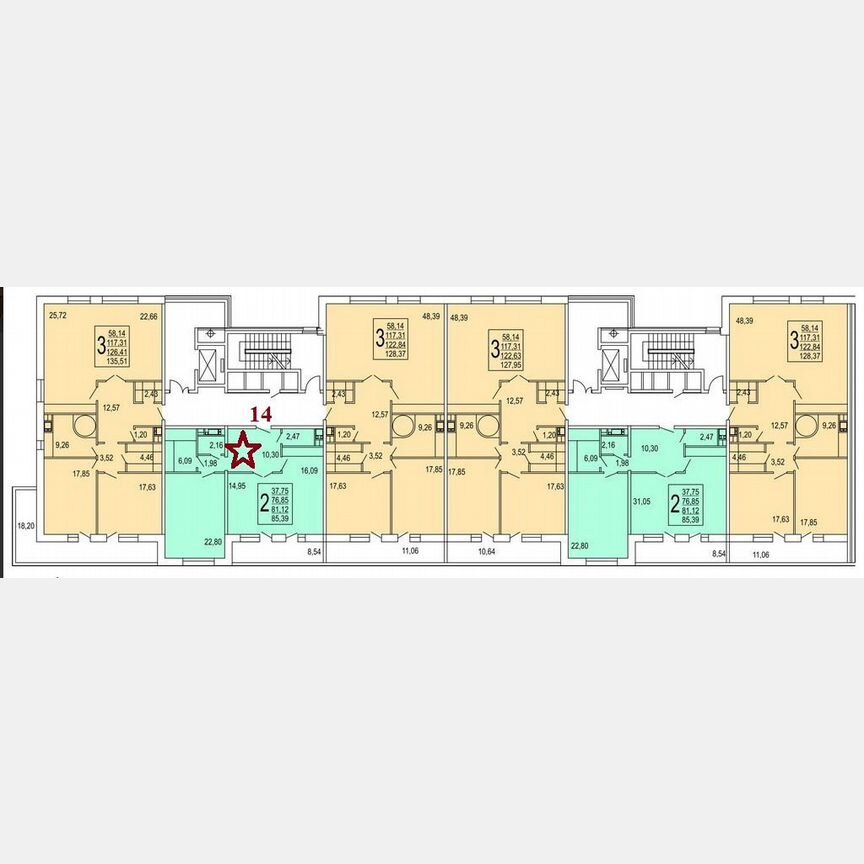3-к. квартира, 92,6 м², 4/21 эт.