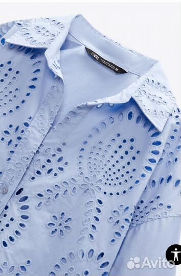 Рубашка оверсайз с ажурной вышивкой Zara