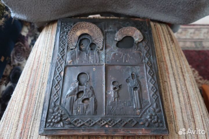 Старинная икона Четырёхчастная