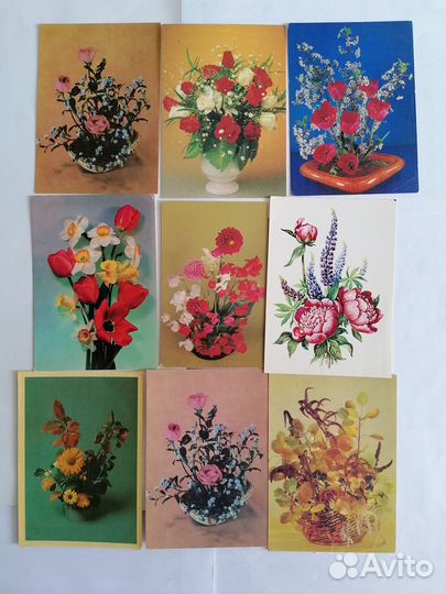 Открытки чистые Четвериков, цветы, Линде др