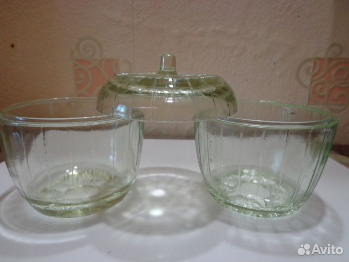 Стеклянная посуда 1956 г. сахарница, стакан СССР