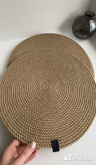 Сервировочные салфетки из джута, диаметр 32 см