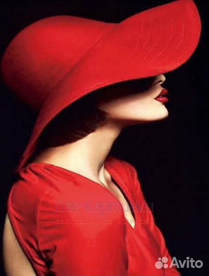 Алмазная мозаика 30x40 Загадочная женщина в красно