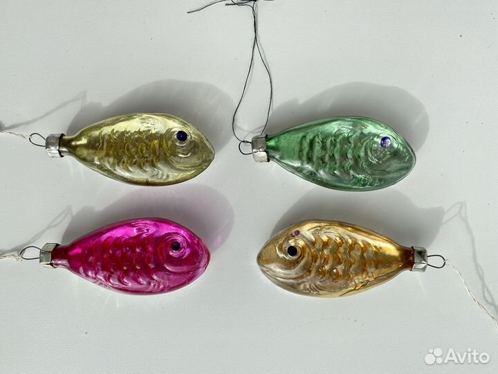 Елочные сосульки рыбки игрушки, новогодние 60е