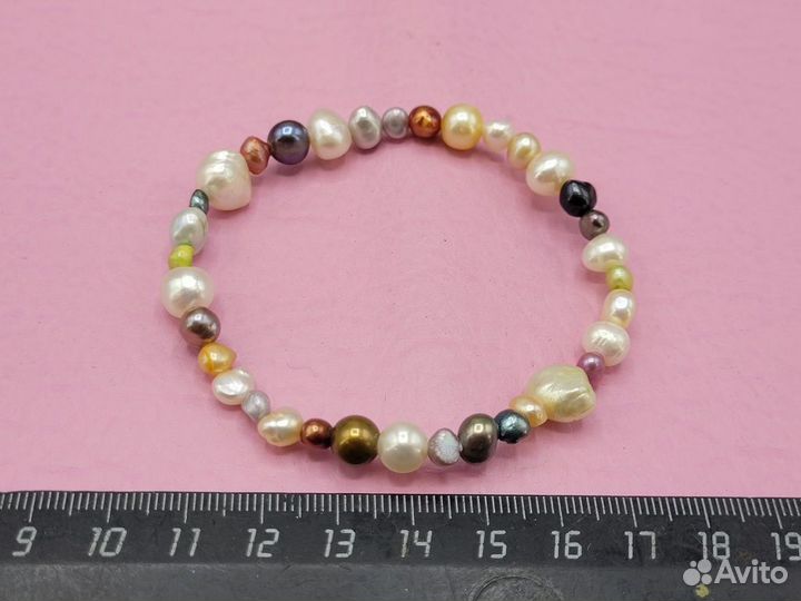 Браслет Разноцветный Цветной жемчуг 5-10 мм