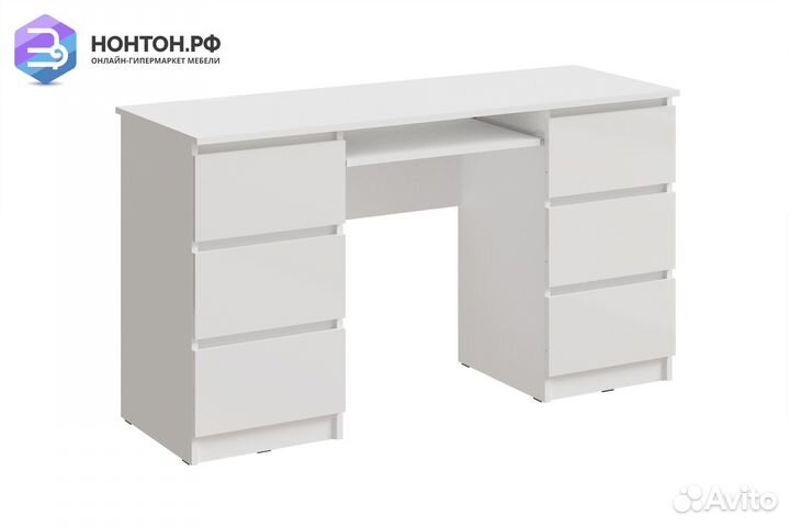 Стол письменный Челси 6 ящиков белый глянец / белы