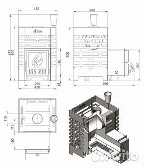 Печь банная aston inox 12