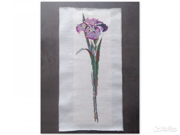 Картина ирисы, Вышивка крестиком, без рамки