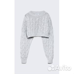 Укороченный свитер вязки косами Stradivarius