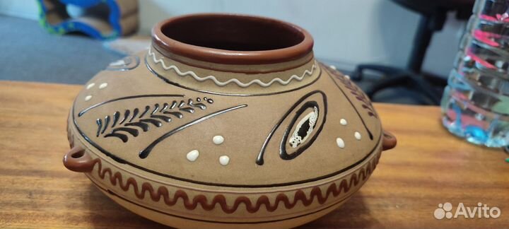 Глиняное кашпо подвесное