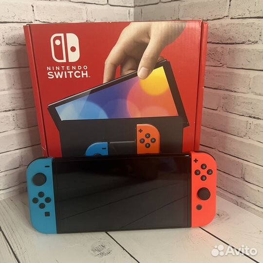 Nintendo Switch oled 64 Gb Синий/Неоновый красный