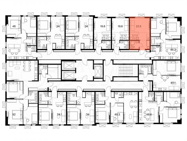 Квартира-студия, 23,5 м², 10/25 эт.