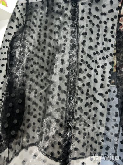 Новая блузка черная в горошек