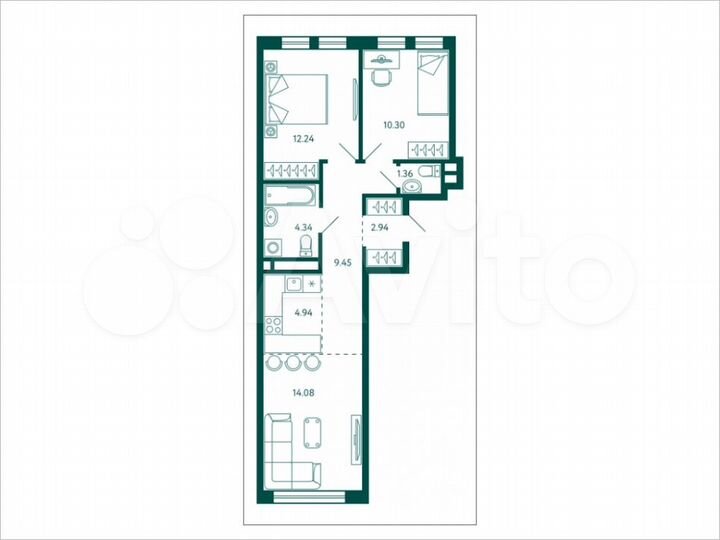 2-к. квартира, 59,7 м², 7/28 эт.