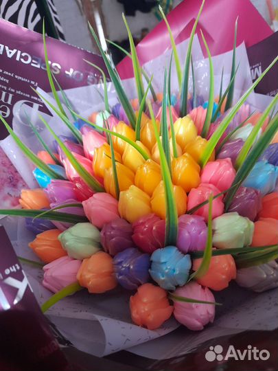 Обьемные букеты тюльпанчиков на заказ,мыло ручной