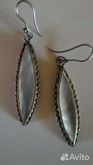 Серьги мельхиор с перламутром