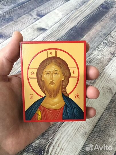 Рукописная икона Спасителя