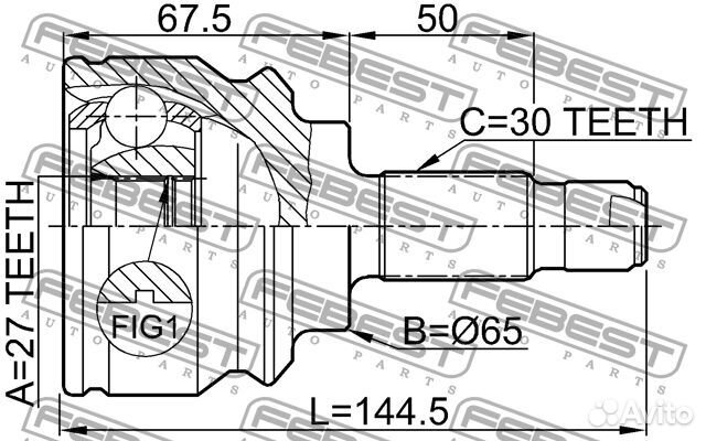Febest 1910-X5 ШРУС наружный
