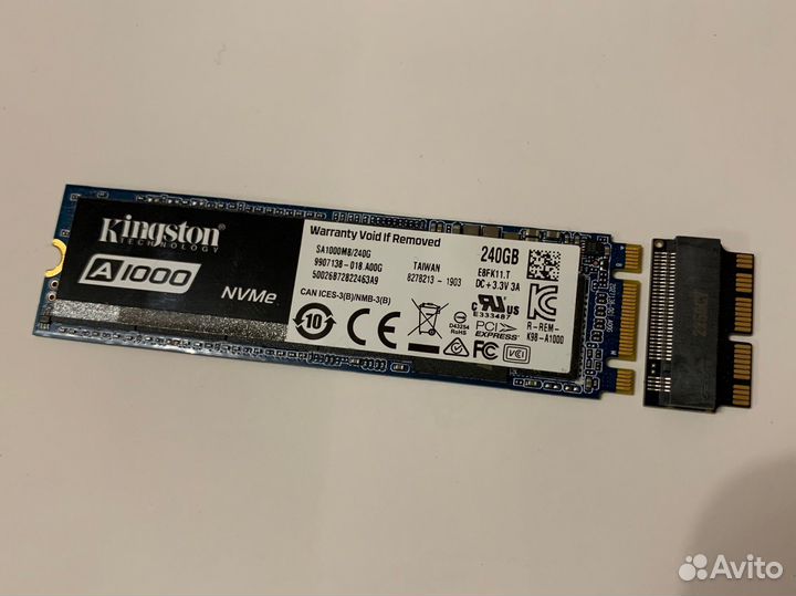 Ssd nvme kingston a1000 для Macbook