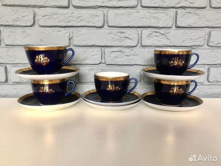 Чайная пара лфз, кобальт, СССР