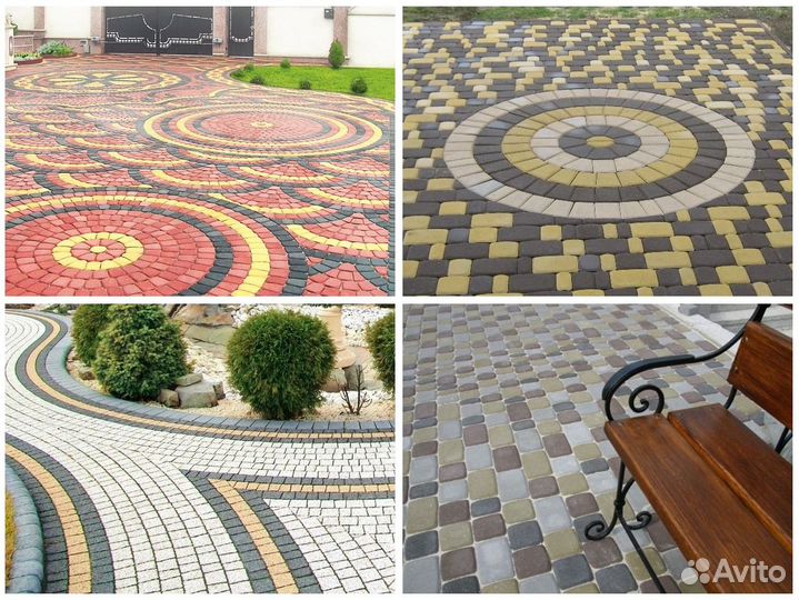 Тротуарная плитка, брусчатка, бордюры