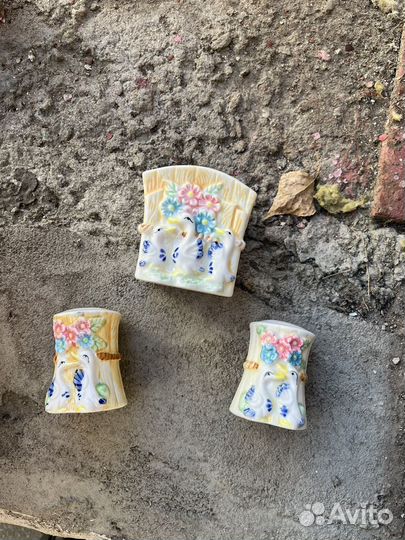 Винтажный набор соль перечница салфетница