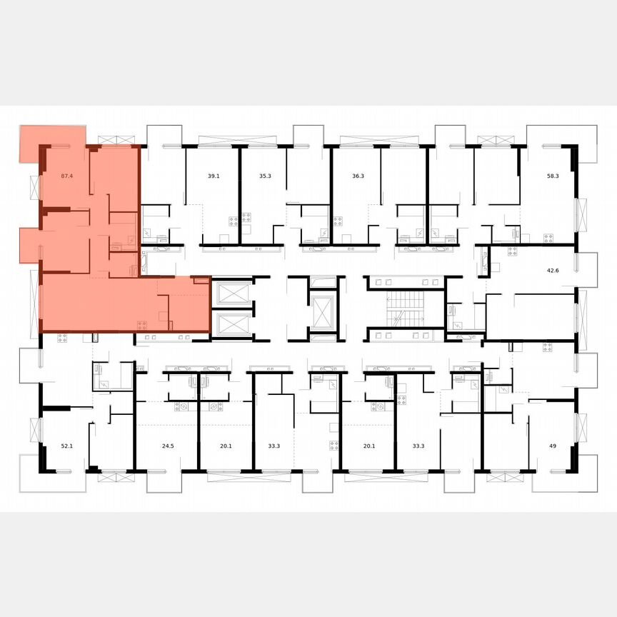 3-к. квартира, 87,4 м², 3/24 эт.