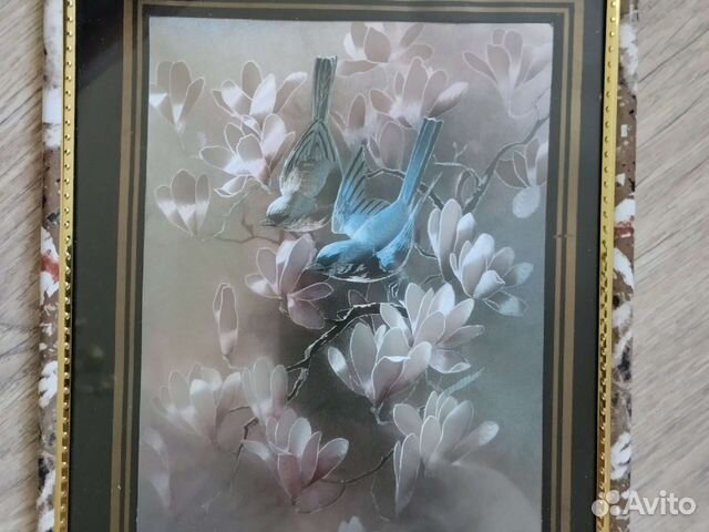 Картина в рамке под стеклом птички 26 см* 21 см