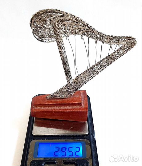 Арфа. Серебро 925 проба. Скань. СССР
